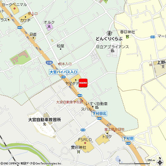 茨城いすゞ自動車株式会社・大宮サービスセンター付近の地図